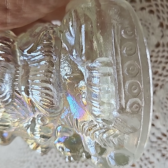 Iridescent clear class christmas tree decor has teddy bear and train - Picture 5 of 8